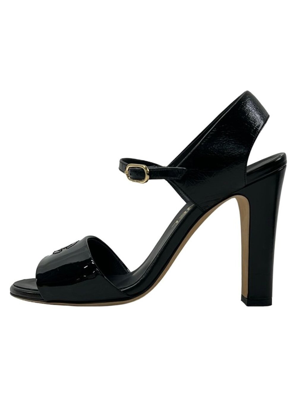 Chanel Sandals Black CC Logo Leather